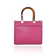 BORSA A MANO IN PELLE CON TRACOLLA - FN39843 - Colore:Fuxia;