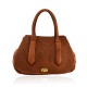 BORSA DONNA A MANO E SPALLA IN VERA PELLE VINTAGE CON INTRECCIO - YL59865 - Colore:Cuoio;