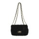 BORSA A TRACOLLA DONNA IN PELLE E ECOPELLICCIA TEDDY - CL19821 - Colore:Nero;