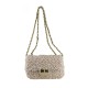 BORSA A TRACOLLA DONNA IN PELLE E ECOPELLICCIA TEDDY - CL19821 - Colore:Beige;