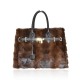 BORSA IN PELLE CON PELO VOLPINO - FOX1208135 - Colore:Fantasy 4;