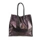 BORSA A SPALLA DONNA IN PELLE LAMINATO CON TRACOLLA - KH32835 - Colore:Viola - New york;