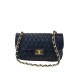 BORSA DONNA A SPALLA IN VERA PELLE CON TRACOLLA CATENA - CR32835 - Colore:Blu;