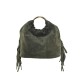 BORSA A MANO DONNA IN PELLE CAMOSCIO CON FRANGE - RO29832 - Colore:Verde;