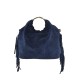 BORSA A MANO DONNA IN PELLE CAMOSCIO CON FRANGE - RO29832 - Colore:Blu;