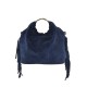 BORSA A MANO DONNA IN PELLE CAMOSCIO CON FRANGE - RO29832 - Colore:Blu;