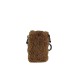 PORTACELLULARE E POCHETTE DONNA IN PELLE E TESSUTO TEDDY - TD85895 - Colore:Cuoio;