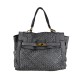 BORSA DONNA A MANO E SPALLA IN VERA PELLE VINTAGE INTRECCIATO - HT56861 - Colore:Grigio;