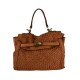 BORSA DONNA A MANO E SPALLA IN VERA PELLE VINTAGE INTRECCIATO - HT56861 - Colore:Cuoio;