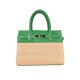 BORSA A MANO  IN PELLE E RAFFIA CON TRACOLLA - QL48853 - Colore:Verde;