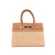 BORSA A MANO  IN PELLE E RAFFIA CON TRACOLLA - QL48853 - Colore:Cuoio;