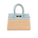 BORSA A MANO  IN PELLE E RAFFIA CON TRACOLLA - QL48853 - Colore:azzurro;