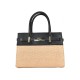 BORSA A MANO  IN PELLE E RAFFIA CON TRACOLLA - QL48853 - Colore:Nero;