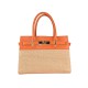 BORSA A MANO  IN PELLE E RAFFIA CON TRACOLLA - QL48853 - Colore:Arancione/corallo;