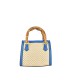 BORSA A MANO  IN PELLE E RAFFIA CON TRACOLLA - YL34837 - Colore:Bluette;