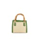 BORSA A MANO  IN PELLE E RAFFIA CON TRACOLLA - YL34837 - Colore:Verde;