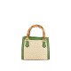 BORSA A MANO  IN PELLE E RAFFIA CON TRACOLLA - YL34837 - Colore:Verde;