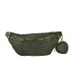 POCHETTE - MARSUPIO IN PELLE VINTAGE INTRECCIATO - JM39843 - Colore:Verde Militale;