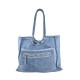 BORSA  DA SPALLA IN PELLE EFFETTO VINTAGE - NZ58864 - Colore:azzurro;