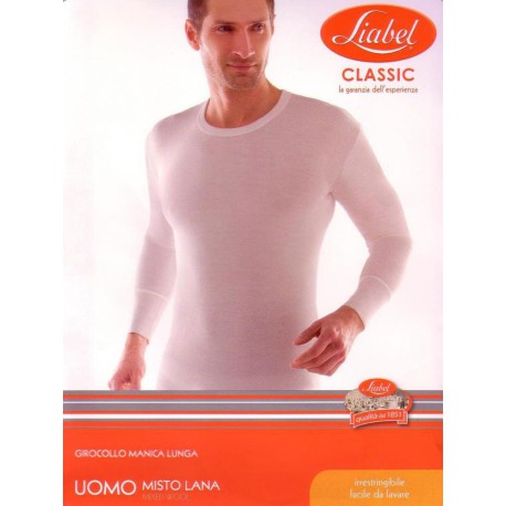 T-SHIRT INTIMA UOMO MANICA LUNGA GIROCOLLO LANA COTONE LIABEL 5175/33