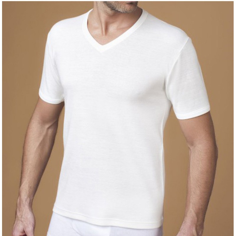 3 PZ. T SHIRT UOMO SCOLLO A V LANA COTONE TV18 NOTTINGHAM MUDRASHOP